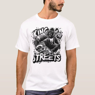 T-shirt Gorilla Skateboard - King of the Streets drôle