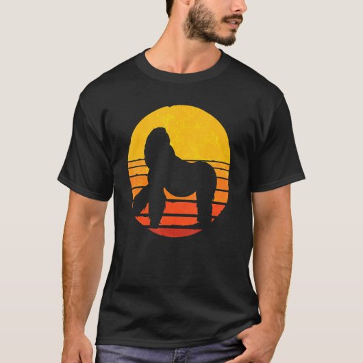 T-shirt Gorilla Sunset Retro Ape Singe Animal Gorilla (Devant)