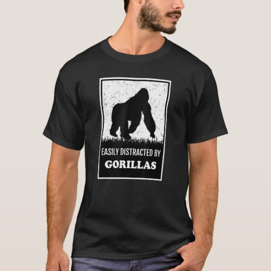 T-shirt Gorille Animal Ape Facilement Distrait Par Gorilla (Devant)