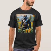 T-shirt Gorille Ape Dans Un Champ De Tournesol (Devant)