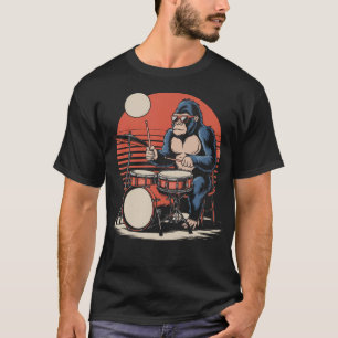 T-shirt Gorille batteur jouant de la batterie Design cool