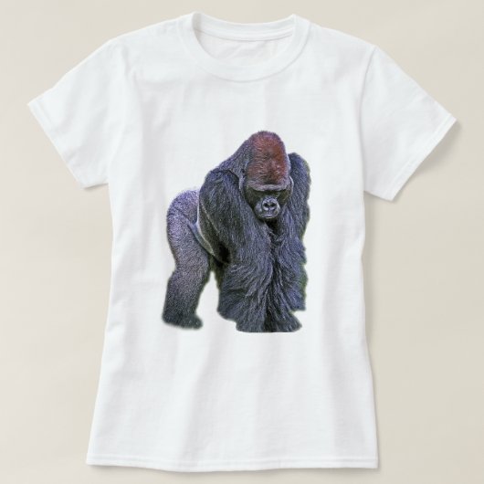 T-shirt Gorille de Silverback, dos de blanc (g2p2) (Design devant)
