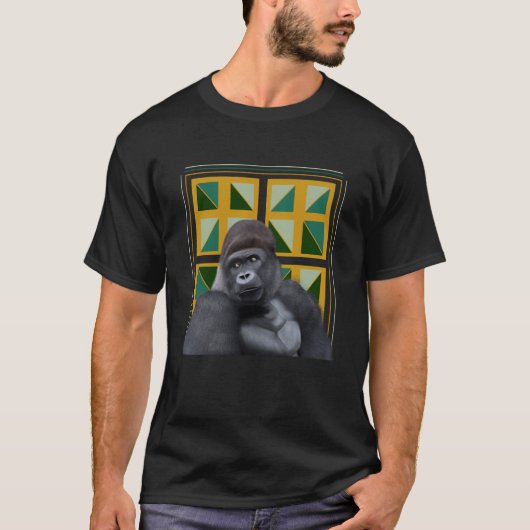 T-shirt Gorille de Silverback Jaune et vert géométrique (Devant)