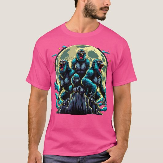 T-shirt Gorille Hurleur à la Lune (Devant)