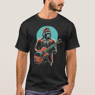 T-shirt gorille joue sur le cadeau de guitare