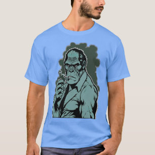 T-shirt gorille portant un costume et une cravate et fumer