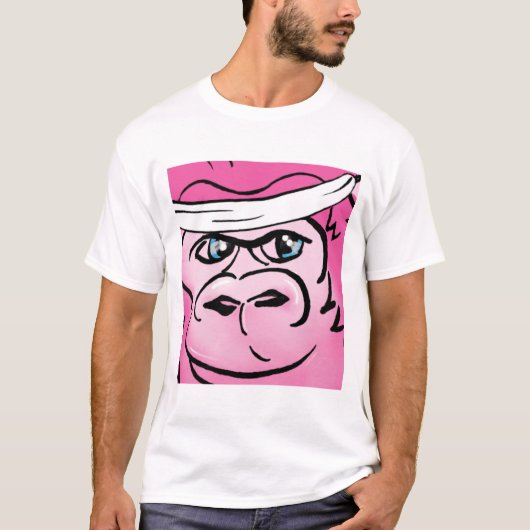 T-shirt Gorille rose avec le bandeau (Devant)