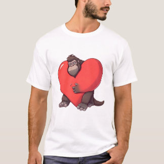 T-shirt Gorille surpris avec un cœur géant