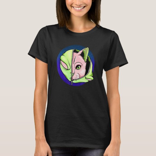 T-shirt Goth Alien Chat Shapeshifter Vaporwave (Devant)