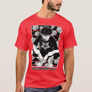 T-shirt Goth Anime Boy Gothique Japonais esthétique Vaporw
