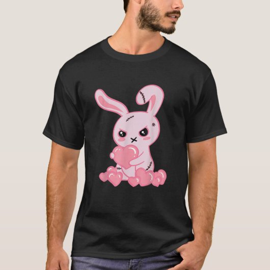 T-shirt Goth Bunny Cute Déplaisant Emo Vêtements Kawaii Bu (Devant)