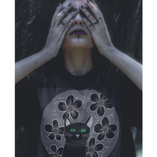 T-shirt Goth chat whimsigoth chats noirs fleurs