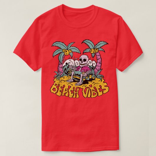 T-shirt Goth Éffrayant Beach Vibes Skeleton (Design devant)