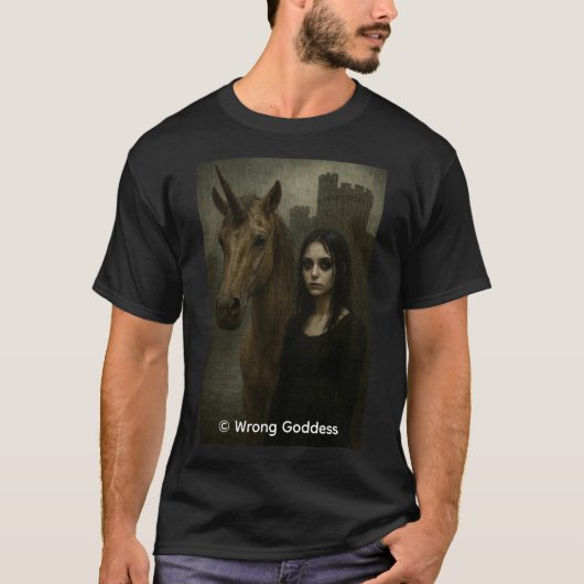 T-shirt Goth Girl and Unicorn (Devant)