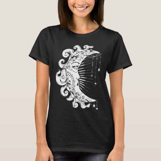 T-shirt Goth Gothic Horror Occult Emo Aesthetics Moon Spir (Devant)