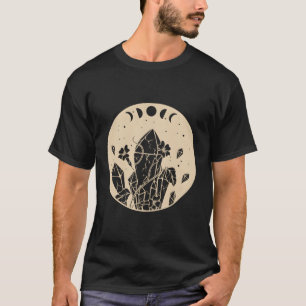 T-shirt Goth Moon Phases Cristaux Célestes Et Fleurs