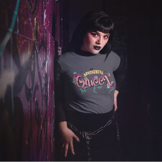 T-shirt Goth Queen Floral Graphic