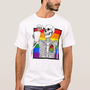 T-shirt Goth Skeleton Café Gay Lesbian Pride Coeur humain
