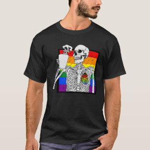 T-shirt Goth Skeleton Café Gay Lesbian Pride Rainbow Hum