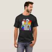 T-shirt Goth Skeleton Coffee Gay Lesbian Pride Rainbow Hum (Devant entier)