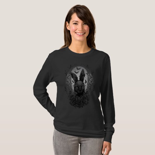 T-shirt Gothic Skull Easter bunny Horror (Devant entier)