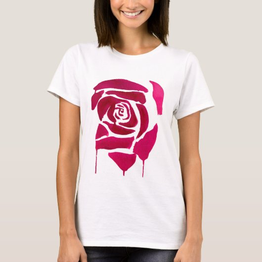 T-shirt Gothique abstrait rose aquarelle art original (Devant)