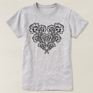 T-shirt gothique Art Nouveau Fleur Heart