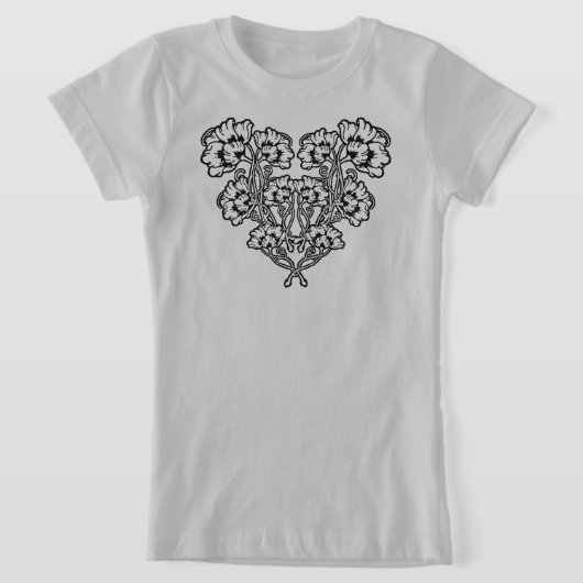 T-shirt gothique Art Nouveau Fleur Heart (Poser)