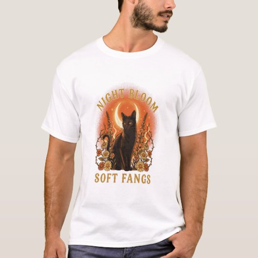 T-shirt gothique chat noir Soft Fangs Fleur de Nui (Devant)