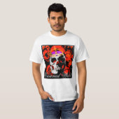 T-shirt Gothique Crâne Roses rouges (Devant entier)