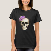 T-shirt Gothique Crâne violet Rose noir (Devant)