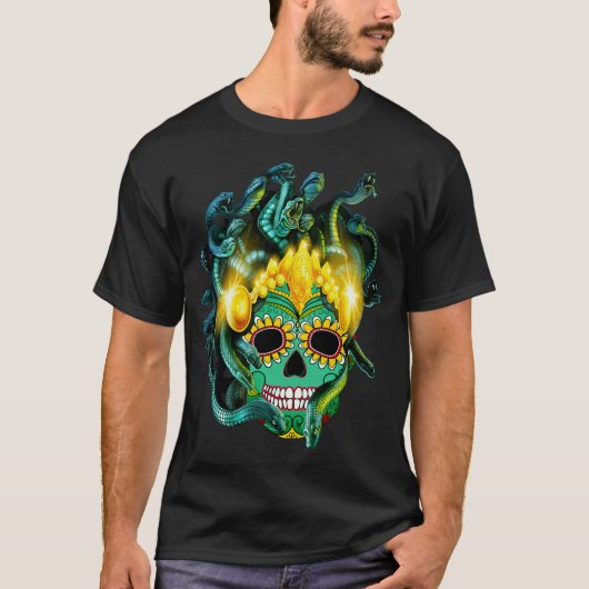 T-shirt Gothique Medusa Sugar Skull (Devant)
