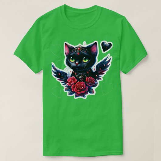 T-shirt Gothique mignon Chat goth valentinjour Sticker TSh (Design devant)