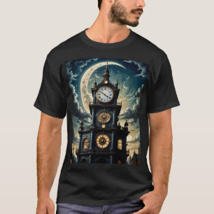 T-shirt Gothique Moonlit Clocktower Art Tee