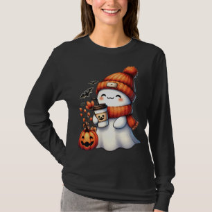 T-shirt Goule mignon buvant du café Goule de café Hallowee