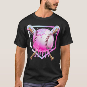 T-shirt Goutte à goutte de baseball rose pour les jeunes f