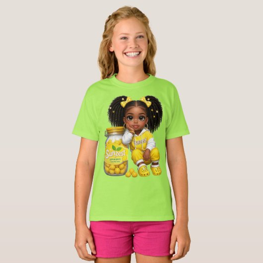 T-shirt Gouttes de Citron Coucher de Soleil (Devant entier)