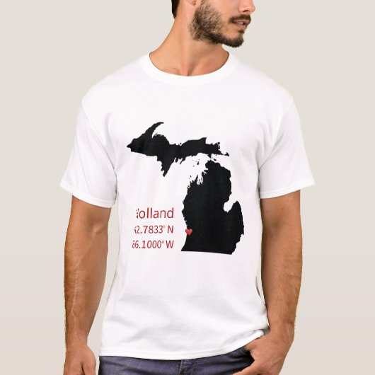 T-shirt GPS Coordinates of Holland Michigan (Devant)