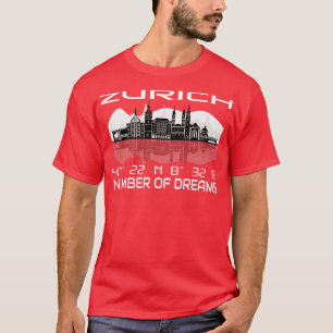 T-shirt Gps Coordonner City Zurich Skyline Dream City