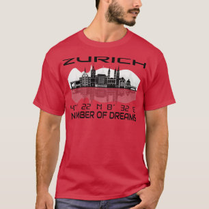 T-shirt Gps Coordonner City Zurich Skyline Dream City 3