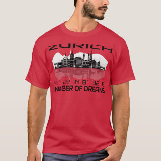 T-shirt Gps Coordonner City Zurich Skyline Dream City 3