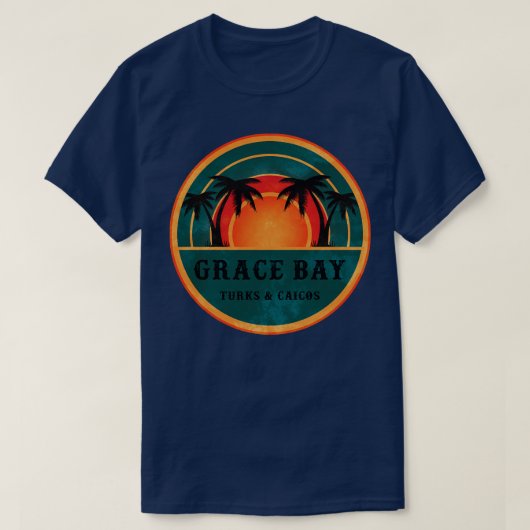 T-shirt Grace Bay Turks Caicos Beach Retro Sunset (Design devant)