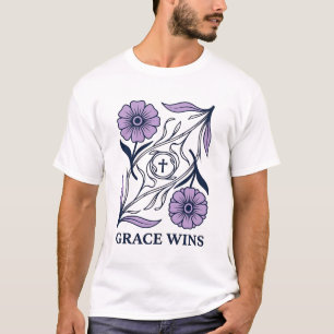 T-shirt Grace Wins Floral Christian Vintage Engraving Tee_