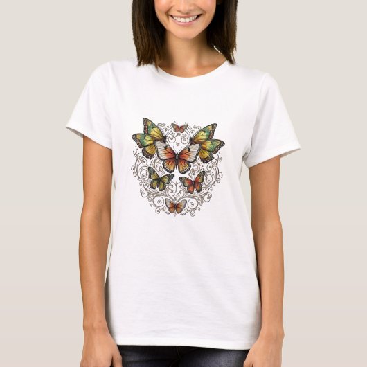 T-shirt Graceful Butterfly Swirl (Devant)