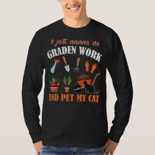 T-shirt Gradding Cat Garden Work Chats Plante Gardenner
