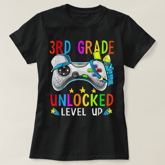 T-shirt Grade 3 Unlocked Level Up Gamer Back To School 3rd (Design devant)