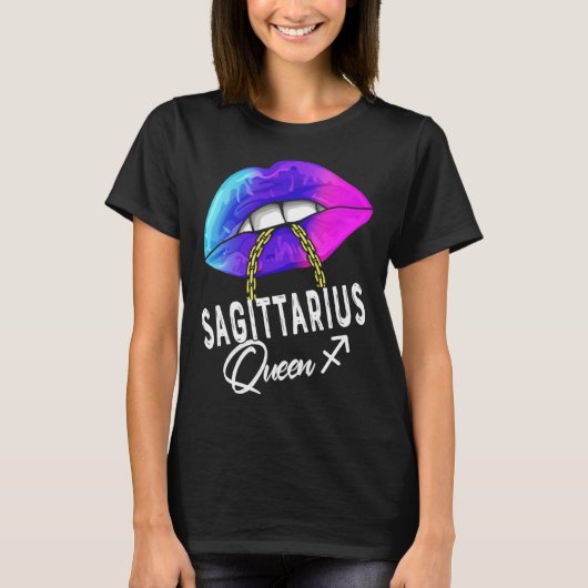 T-shirt Graduated Purple Blue Sagittarius Queen November D (Devant)