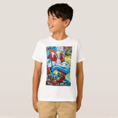 T-shirt Graffiti abstrait sur le mur de briques texturisé (Devant entier)