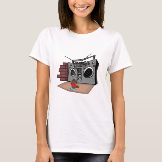 T-shirt Graffiti Boom Box Break Dance Cartoon (Devant)