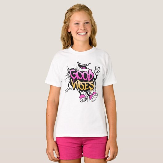 T-shirt Graffiti de bonnes vibrations (Devant entier)